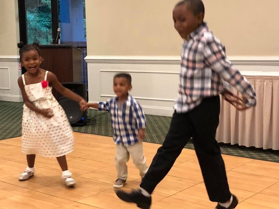 Children dancing on the dance floor
